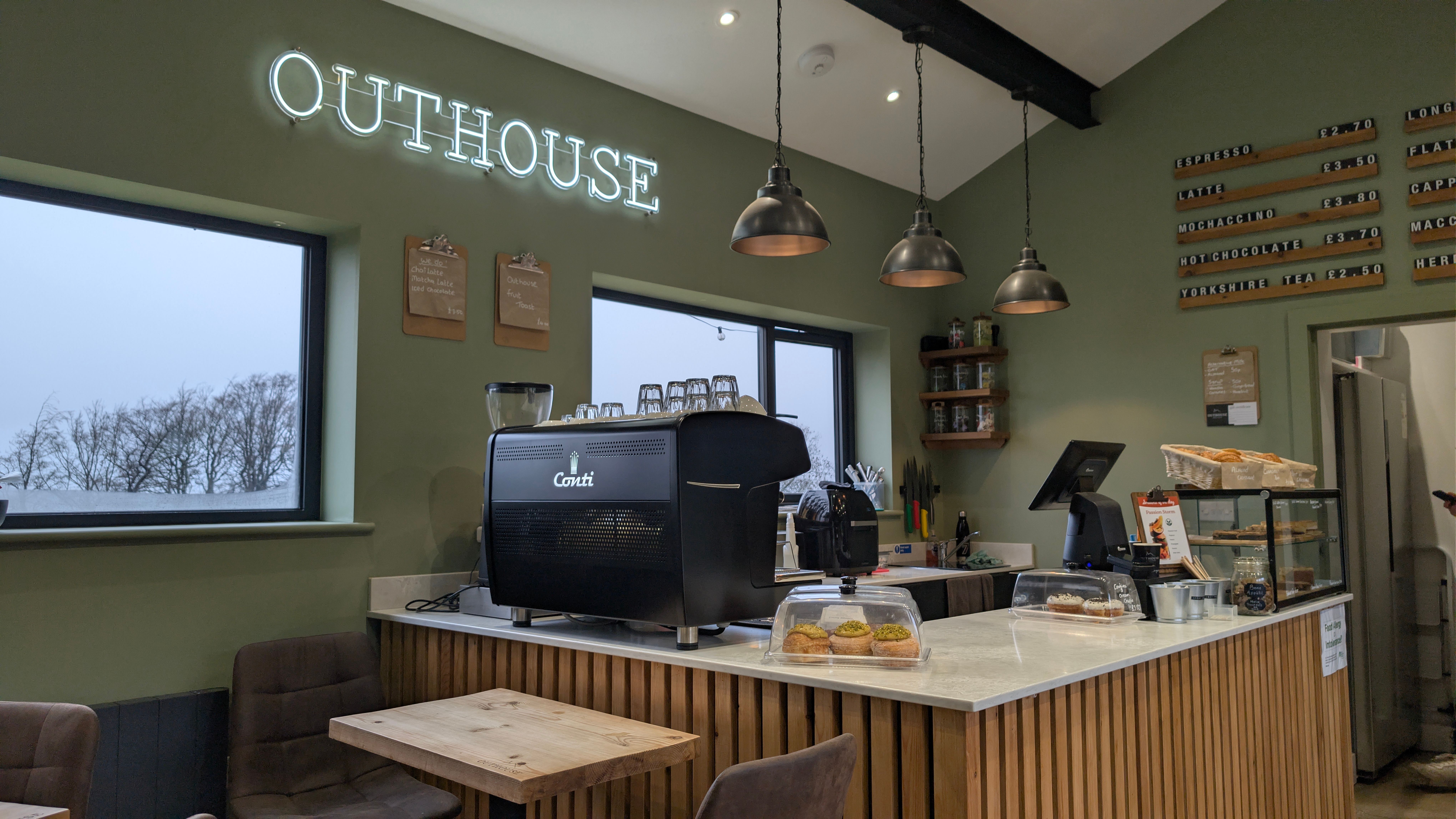 The interior of the Outhouse coffee shop, Norland Moor, Halifax, UK.